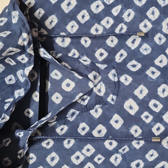 Tommy Bahama Shibori Linen Baja Hoodie, Blue White, Size Medium - Picture 2 of 12